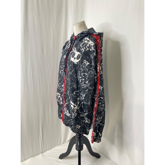 Mens XL Windbreaker Jacket Beautiful Giant Black White and Red Long Sleeve - Picture 4 of 14